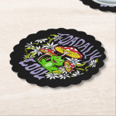 Toadally Cool Kleurrijke bloemen- en kikkertypogra Kartonnen Onderzetters (Gekanteld)