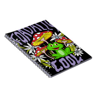 Toadally Cool Kleurrijke bloemen- en kikkertypogra Notitieboek