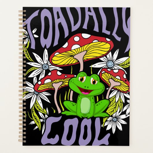 Toadally Cool Kleurrijke bloemen- en kikkertypogra Planner (Voorkant)