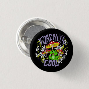 Toadally Cool Kleurrijke bloemen- en kikkertypogra Ronde Button 3,2 Cm