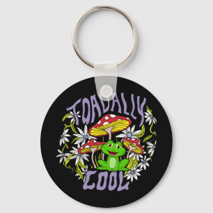 Toadally Cool Kleurrijke bloemen- en kikkertypogra Sleutelhanger