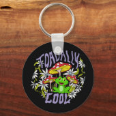 Toadally Cool Kleurrijke bloemen- en kikkertypogra Sleutelhanger (Achterkant)