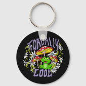 Toadally Cool Kleurrijke bloemen- en kikkertypogra Sleutelhanger (Achterkant)