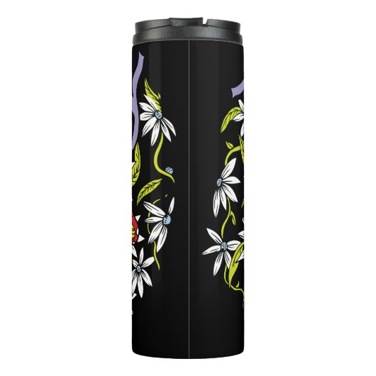 Toadally Cool Kleurrijke bloemen- en kikkertypogra Thermosbeker (Achterkant)