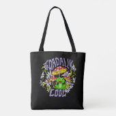 Toadally Cool Kleurrijke bloemen- en kikkertypogra Tote Bag (Achterkant)