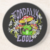 Toadally Cool Kleurrijke bloemen- en kikkertypogra Zandsteen Onderzetter (Voorkant)