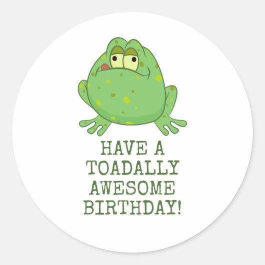 Toadally Geweldige Birthday Ronde Sticker (Voorkant)
