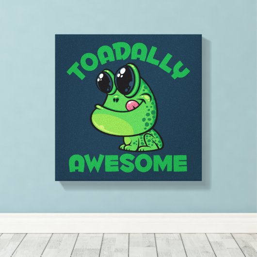 Toadally Geweldige Happy Cartoon Toad Canvas Afdruk (Insitu (Houten vloer))