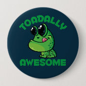 Toadally Geweldige Happy Cartoon Toad Ronde Button 4,0 Cm (Voorkant)