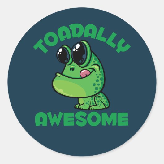 Toadally Geweldige Happy Cartoon Toad Ronde Sticker (Voorkant)