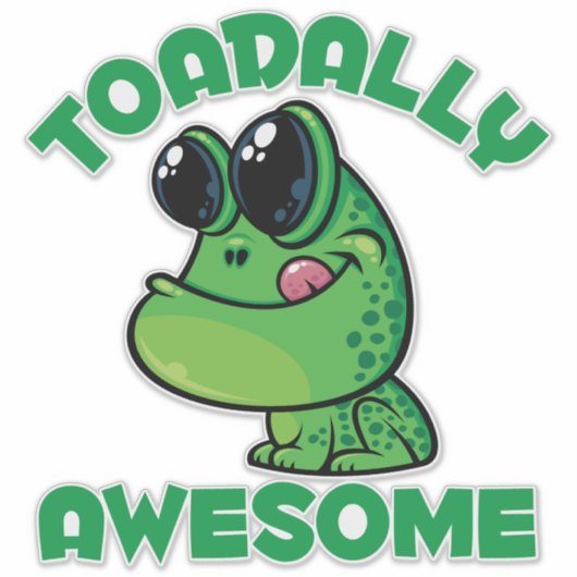 Toadally Geweldige Happy Cartoon Toad Sticker (Voorkant)