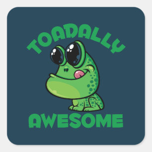 Toadally Geweldige Happy Cartoon Toad Vierkante Sticker