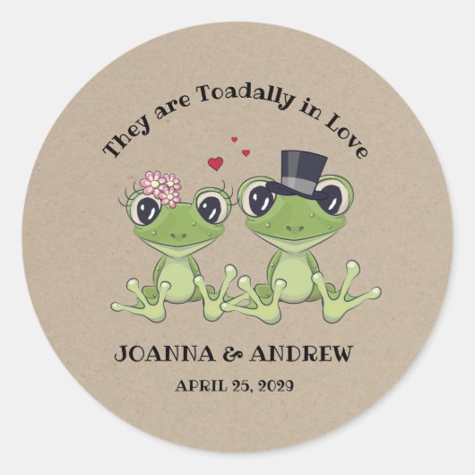 ©Toadally in liefde rustieke kikker paar bruiloft Ronde Sticker (Voorkant)