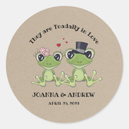 ©Toadally in liefde rustieke kikker paar bruiloft Ronde Sticker