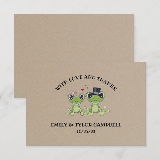 ©Toadally in Love Frog Couple Rustic Wedding Bedankkaart (Voorkant / Achterkant)