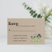 ©Toadally in Love Frog Couple Rustic Wedding RSVP (Staand voorkant)