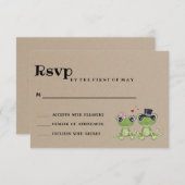 ©Toadally in Love Frog Couple Rustic Wedding RSVP (Voorkant / Achterkant)