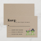 ©Toadally in Love Frog Couple Rustic Wedding RSVP Kaartje (Voorkant / Achterkant)