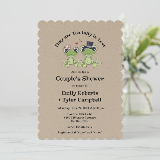 ©Toadally in Love Frog Couple Wedding Shower Kaart (Staand voorkant)