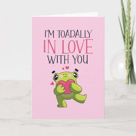 Toadally in Love Frog Pun Funny Valentijnsdag Feestdagen Kaart (Voorkant)