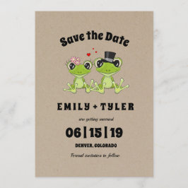 Toadally in Love Frog Rustic Save the Date Kaart
