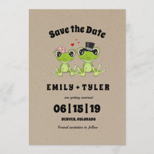 Toadally in Love Frog Rustic Save the Date Kaart