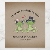©Toadally in Love Frog Wedding gepersonaliseerd Wijn Etiket (Enkel label)