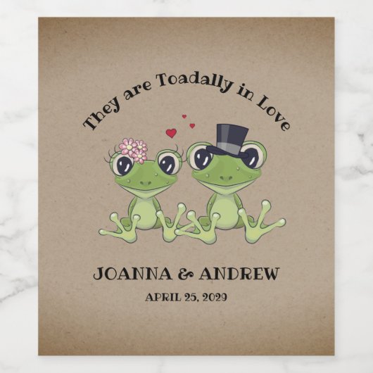 ©Toadally in Love Frog Wedding gepersonaliseerd Wijn Etiket (Enkel label)