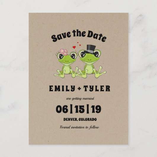 Toadally in Love Frog Wedding Save the Date Aankondigingskaart (Voorkant)