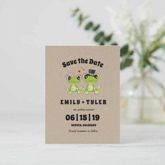 Toadally in Love Frog Wedding Save the Date Aankondigingskaart (Staand voorkant)