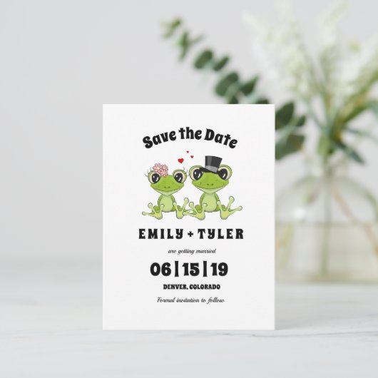 Toadally in Love Frog Wedding Save the Date Aankondigingskaart (Staand voorkant)