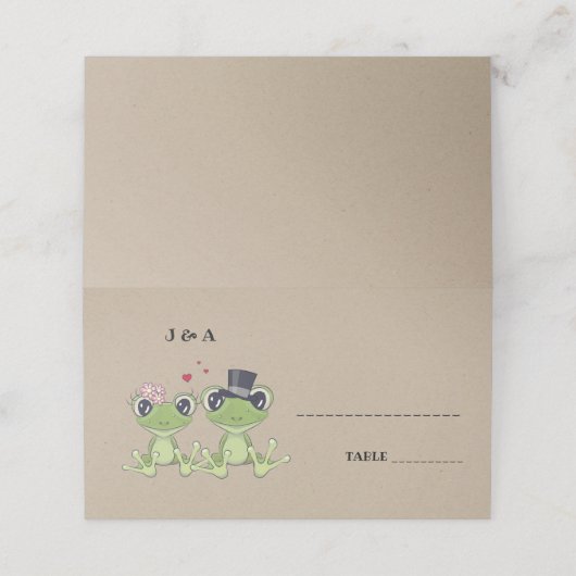 Toadally in Love Frog Wedding Table + Menu Kaart (Buitenkant ongevouwen)
