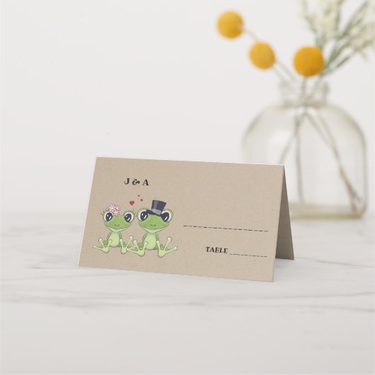 Toadally in Love Frog Wedding Table + Menu Kaart (Voorkant)
