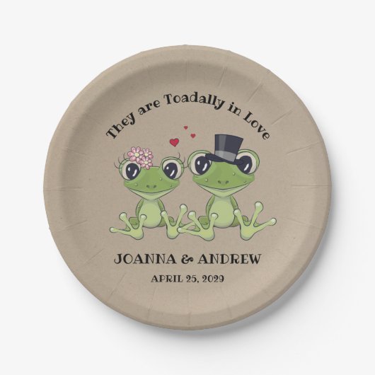 ©Toadally in Love Leuke Kikker Bruiloft gepersonal Papieren Bordje (Voorkant)