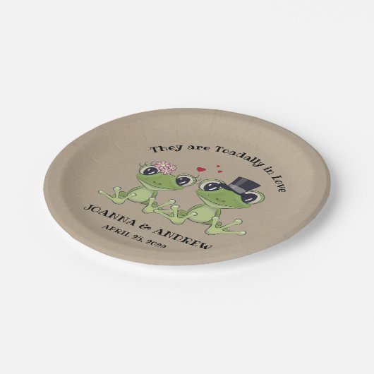 ©Toadally in Love Leuke Kikker Bruiloft gepersonal Papieren Bordje (Gekanteld)