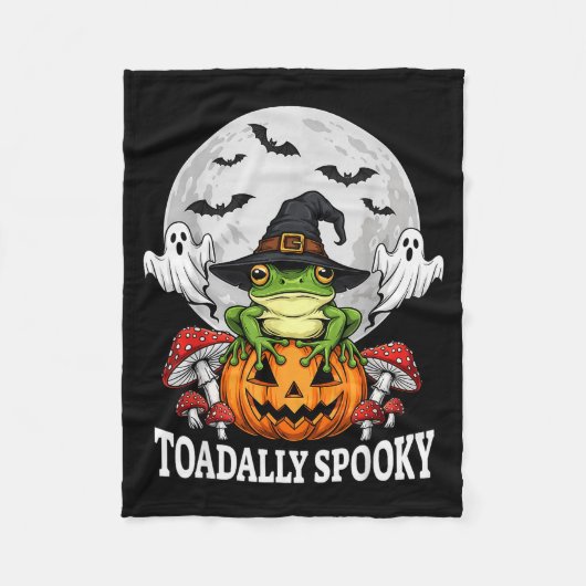Toadally Soky Funny Halloween Frog On Pumpkin Full Fleece Deken (Voorkant)