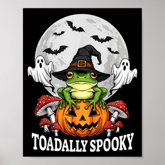 Toadally Soky Funny Halloween Frog On Pumpkin Full Poster (Voorkant)