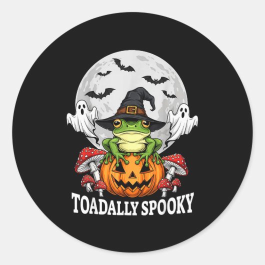 Toadally Soky Funny Halloween Frog On Pumpkin Full Ronde Sticker (Voorkant)