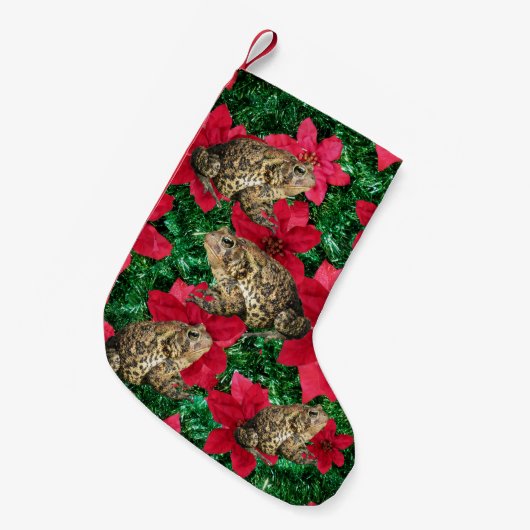 Toadly Geweldige Poinsettia Toad Kerstmis stoppen Kleine Kerstsok (Voorkant (Hangend))