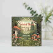 Toadstool Bos Bruiloft uitnodiging (Staand voorkant)