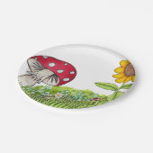 Toadstool en zonnebloem papieren bordje (Gekanteld)