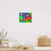 Toadstool, Magical Garden Folk Art Print (Keuken)