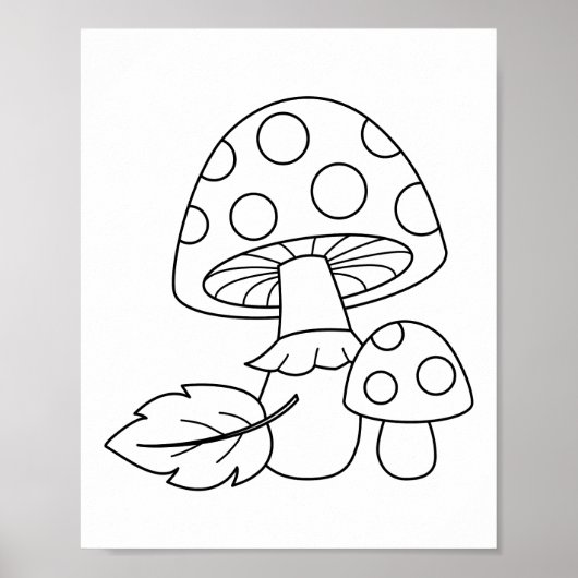 Toadstool paddenstoelen Kleurenpagina Poster (Voorkant)