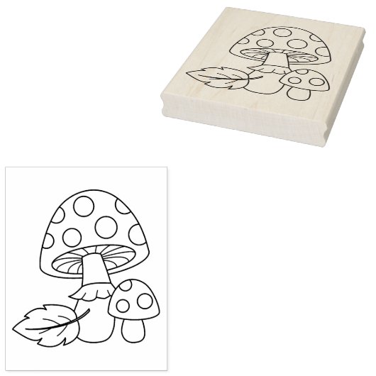 Toadstool paddenstoelen Kleurenpagina Rubberstempel (Gestempeld)