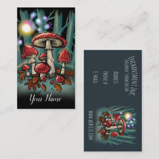 Toadstool paddestoelen~ visitekaartjes (Voorkant / Achterkant)