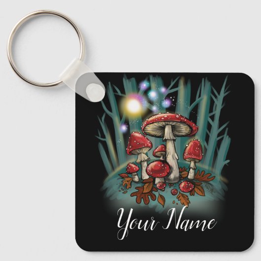 Toadstool paddestoelen~ visitekaartjes sleutelhanger (Voorkant)