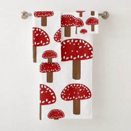 Toadstool Red Forest Mushroom Patroon Bad Handdoek