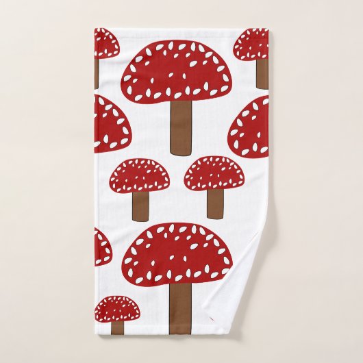 Toadstool Red Forest Mushroom Patroon Bad Handdoek (Handdoek)
