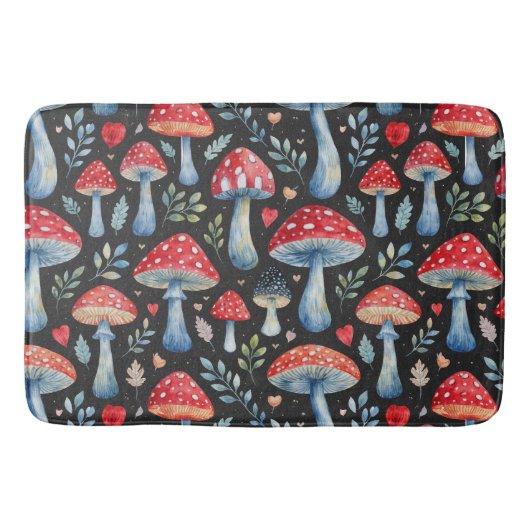 toadstool story in watercolor pattern throw pillow badmat (Voorkant)