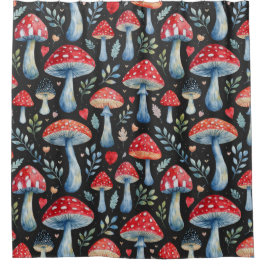 toadstool story in watercolor pattern throw pillow douchegordijn